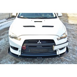 Накладка сплиттер на передний бампер вариант 5 на Mitsubishi Lancer X Evo